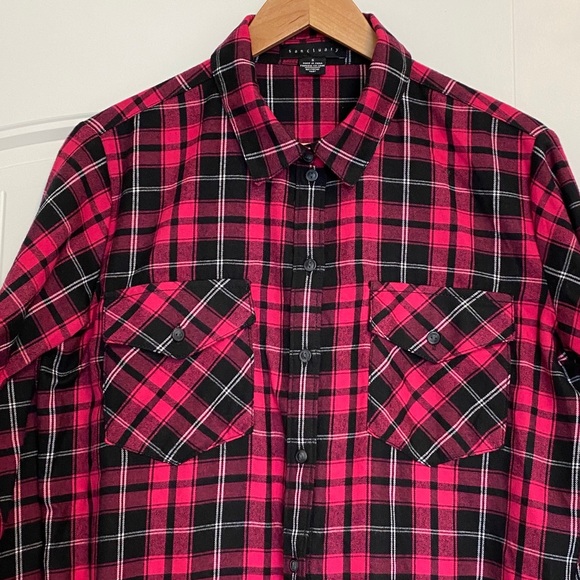 Sanctuary pink & black plaid soft flannel … - Picture 8 of 13